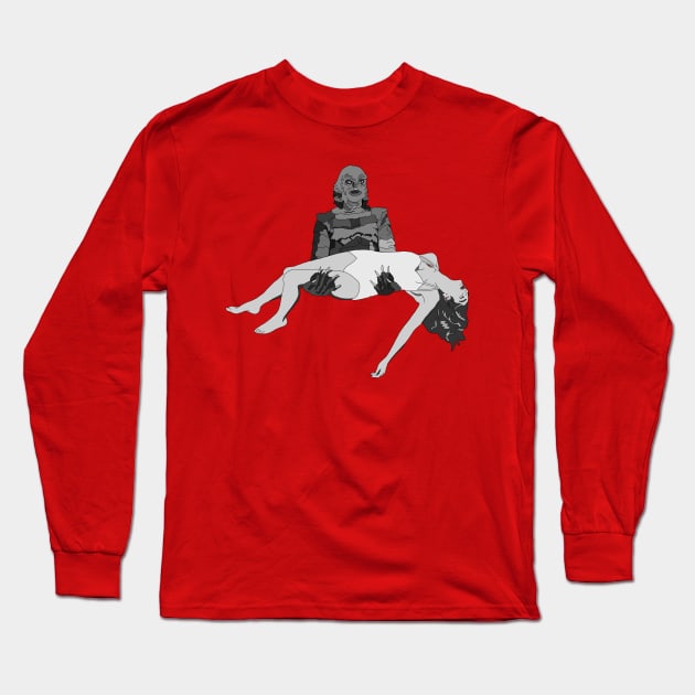 The Creature (B&W) Long Sleeve T-Shirt by pinxtizzle